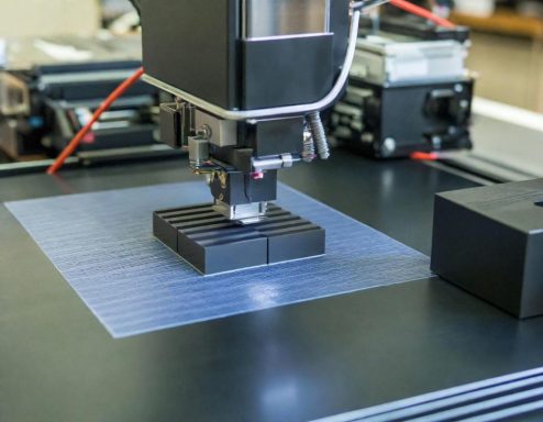 3D printing process depositing conductive paste for electronic circuits.